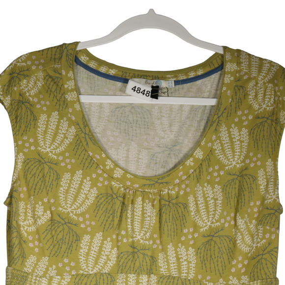 Boden Sheath Dress Womens Size 10 Regular Green Floral Stars Cotton Blend Pocket - Picture 4 of 10